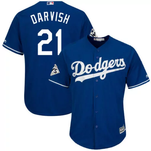 Customizable Los angeles dodgers 21 yu darvish royal 2017 world series bound cool base player jersey 7723