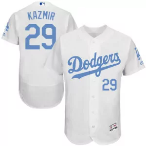 Custom Los angeles dodgers 29 scott kazmir white fathers day flexbase jersey 3118