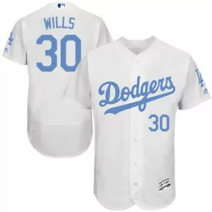 Custom Los angeles dodgers 30 maury wills white flexbase collection 2016 fathers day stitched jersey 7919