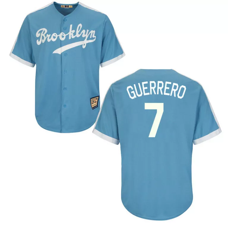 Personalized Los angeles dodgers 7 alex guerrero light blue cooperstown throwback jersey 8148
