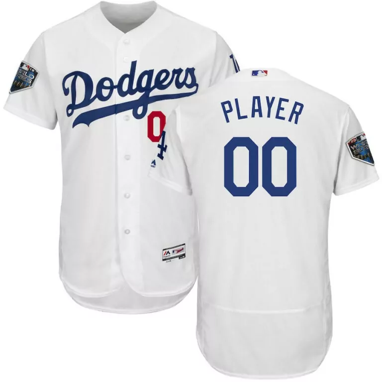 Custom Los angeles dodgers white mens 2018 world series flexbase customized jersey 6656