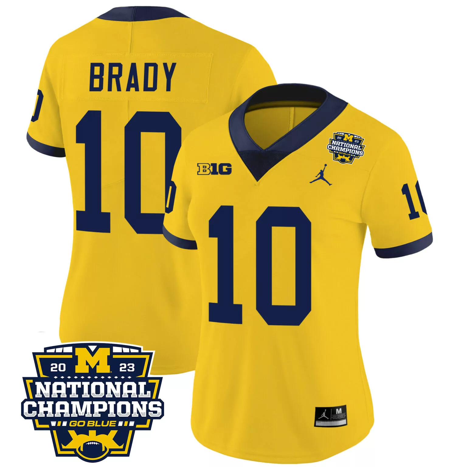 Personalized Maize tom brady michigan wolverines 2023 national champions patch jersey v4 all stitched 6603