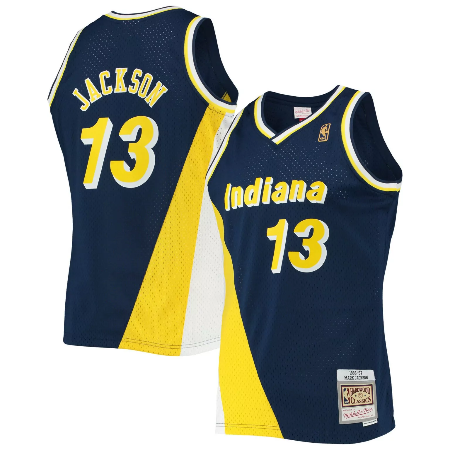 Custom Mark jackson indiana pacers 199697 hardwood classics jersey navy nba 8687