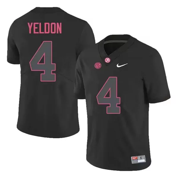 Custom Mens alabama crimson tide 4 tj yeldon black football stitched jersey 3606