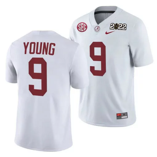 Personalized Mens alabama crimson tide 9 bryce young 2022 patch white college football stitched jersey 6102