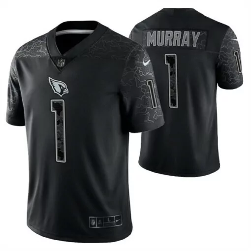 Customizable Mens arizona cardinals 1 kyler murray black reflective stitched jersey 7360