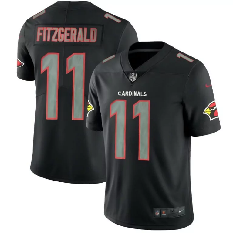 Custom Mens arizona cardinals 11 larry fitzgerald 2018 black impact stitched jersey 5462