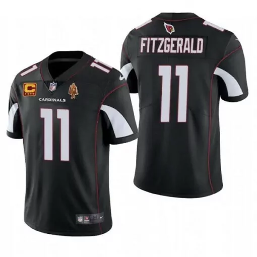 Customizable Mens arizona cardinals 11 larry fitzgerald black with c patch walter payton patch stitched jersey 4454