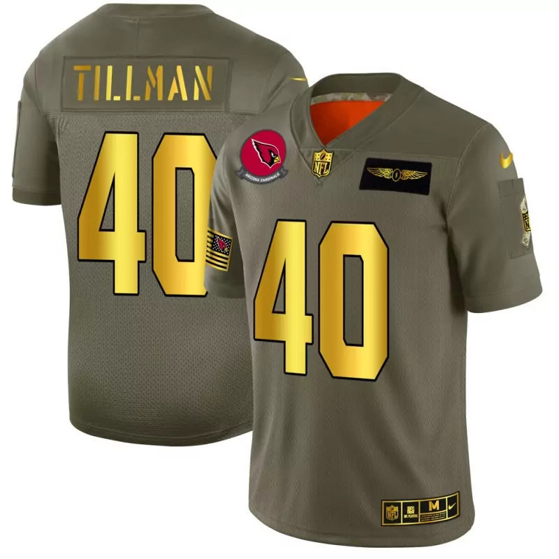 Personalized Mens arizona cardinals 40 pat tillman 2019 olivegold salute to service stitched jersey 4350