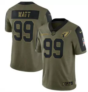 Personalized Mens arizona cardinals 99 jj watt 2021 olive salute to service stitched jersey 2352