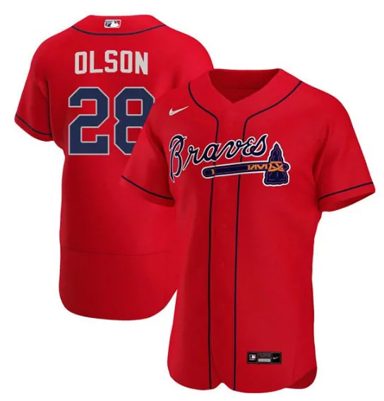 Customizable Mens atlanta atlanta braves 28 matt olson red flex base stitched jersey 4936