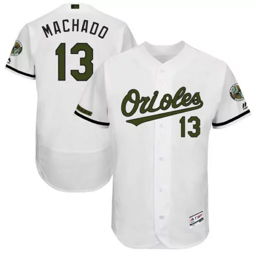 Custom Mens baltimore orioles 13 manny machado majestic white 2017 memorial day collection flex base player stitched jersey 2204