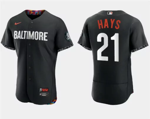 Custom Mens baltimore orioles 21 austin hays black 2023 city connect flex base stitched jersey 9250