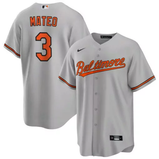 Custom Mens baltimore orioles 3 jorge mateo gray cool base stitched jersey 7252