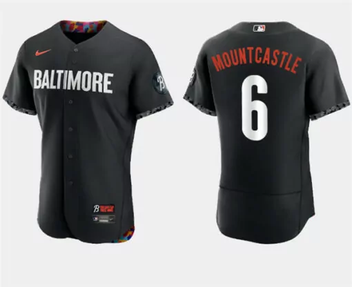Personalized Mens baltimore orioles 6 ryan mountcastle black 2023 city connect flex base stitched jersey 7771