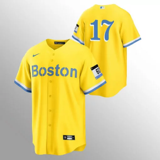 Personalized Mens boston red sox 17 nathan eovaldi gold 2021 city connect stitched jersey 4353