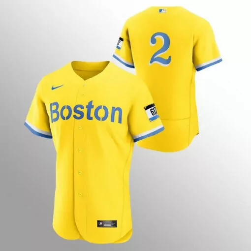 Custom Mens boston red sox 2 xander bogaerts gold 2021 city connect flex base stitched jersey 5869