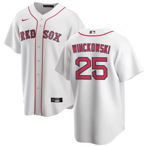 Custom Mens boston red sox 25 josh winckowski white cool base stitched jersey 2660