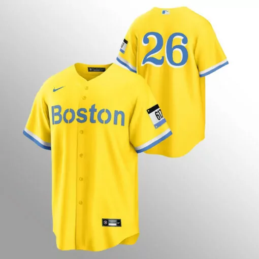 Custom Mens boston red sox 26 wade boggs gold 2021 city connect stitched jersey 7235