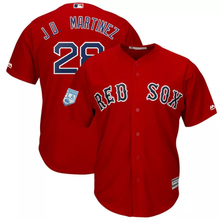Customizable Mens boston red sox 28 jd martinez red 2019 spring training cool base stitched jersey 6498