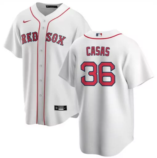 Custom Mens boston red sox 36 triston casas white cool base stitched jersey 6497