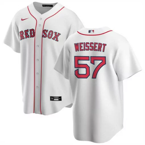 Custom Mens boston red sox 57 greg weissert white cool base stitched jersey 1274