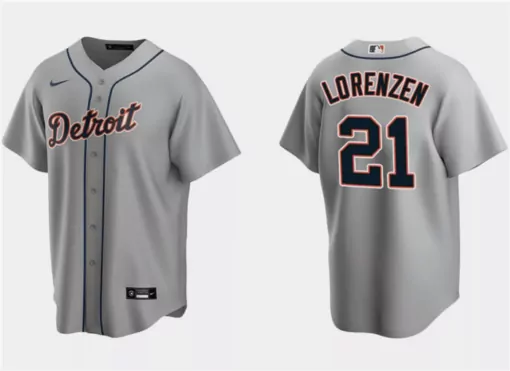 Customizable Mens detroit tigers 21 michael lorenzen gray cool base stitched jersey 9427