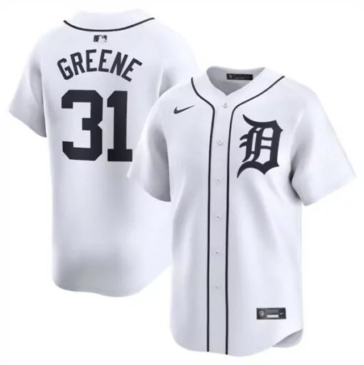 Custom Mens detroit tigers 31 riley greene white 2024 home stitched jersey 5120