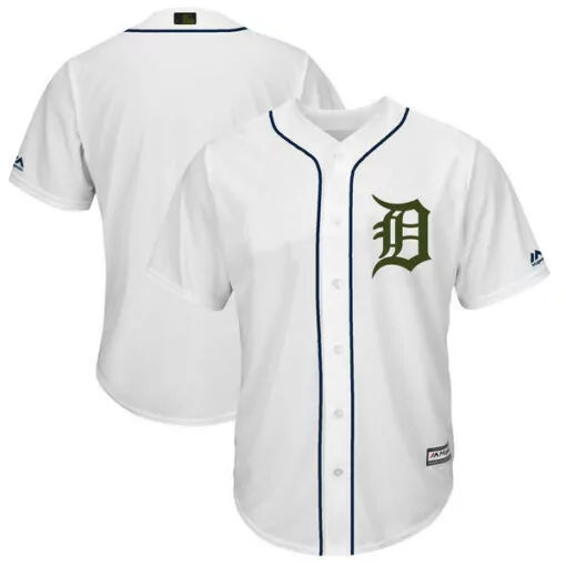 Personalized Mens detroit tigers blank white 2018 memorial day cool base stitched jersey 4788