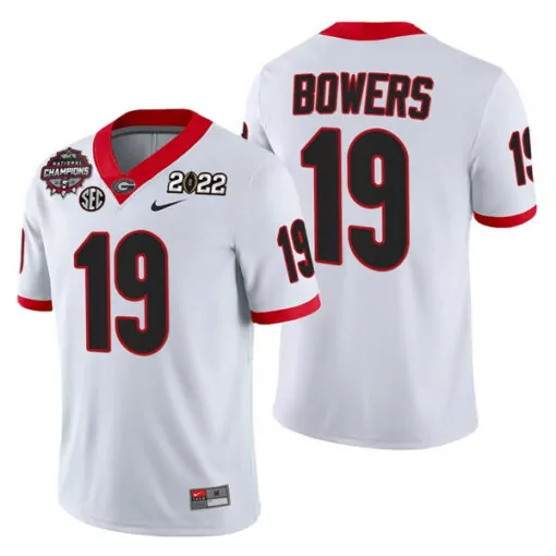 Custom Mens georgia bulldogs 19 brock bowers 202122 cfp national champions white college football stitched jersey 6427