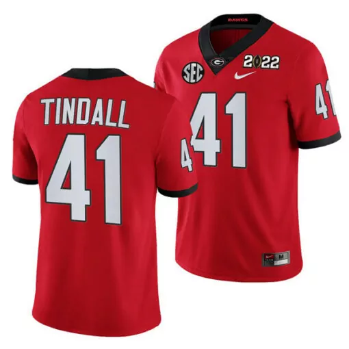 Custom Mens georgia bulldogs 41 channing tindall 2022 patch red college football stitched jersey 5552