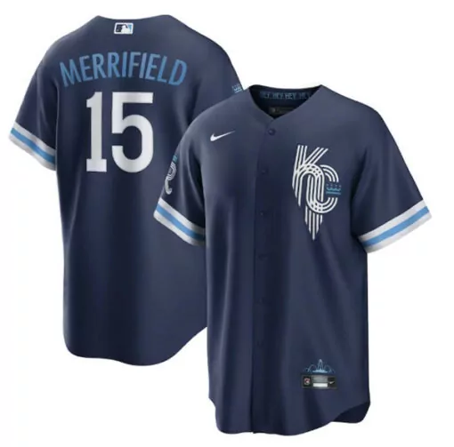 Personalized Mens kansas city royals 15 whit merrifield 2022 navy city connect cool base stitched jersey 7518