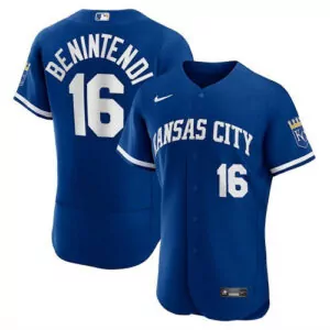 Custom Mens kansas city royals 16 andrew benintendi blue flex base stitched jersey 9164