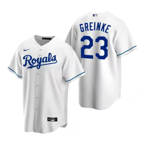 Custom Mens kansas city royals 23 zack greinke white cool base stitched jersey 7215