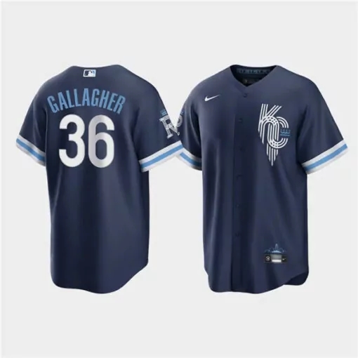 Personalized Mens kansas city royals 36 cam gallagher 2022 navy city connect cool base stitched jersey 6212
