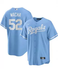 Custom Mens kansas city royals 52 michael wacha light blue cool base stitched jersey 3901
