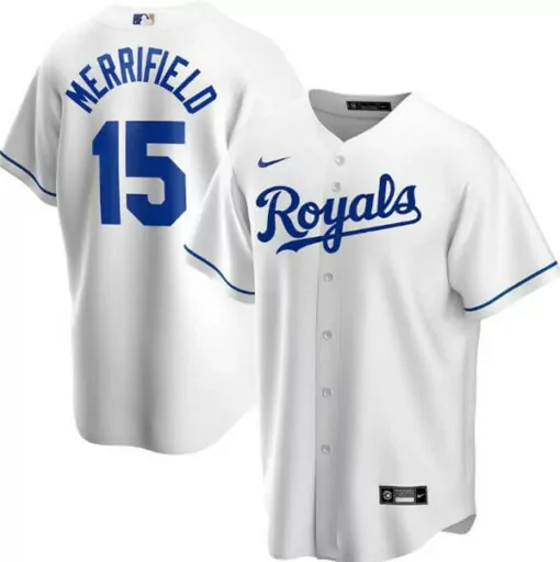 Customizable Mens kansas city royals white 15 whit merrifield cool base stitched jersey 7277