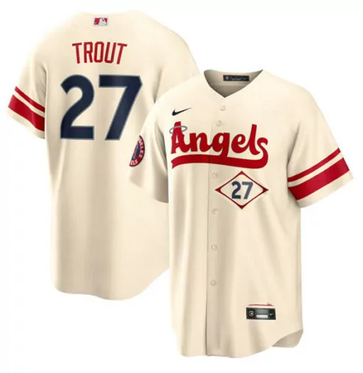 Custom Mens los angeles angels 27 mike trout 2022 cream city connect cool base stitched jersey 1283