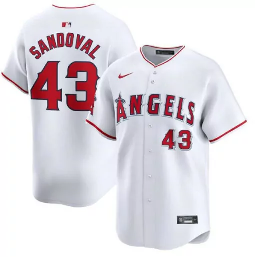 Custom Mens los angeles angels 43 patrick sandoval white home baseball stitched jersey 4153
