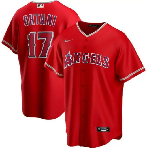 Personalized Mens los angeles angels red 17 shohei ohtani cool base stitched jersey 1167