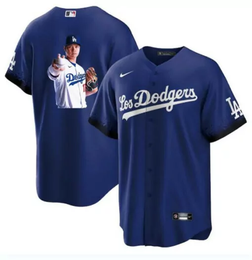 Personalized Mens los angeles dodgers 17 shohei ohtani blue big logo city connect cool base stitched jersey 5606