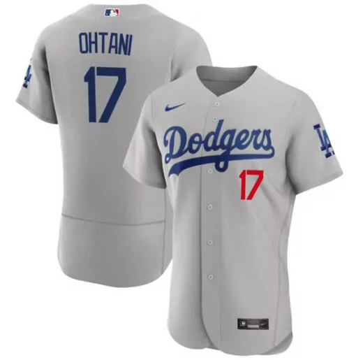 Custom Mens los angeles dodgers 17 shohei ohtani gray 2023 flex base stitched jersey 4940