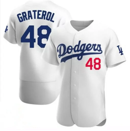 Customizable Mens los angeles dodgers 48 brusdar graterol white 2020 world series bound stitched jersey 6018