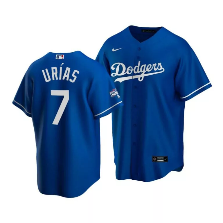 Customizable Mens los angeles dodgers 7 julio urias blue 2020 world series champions home patch stitched jersey 1220