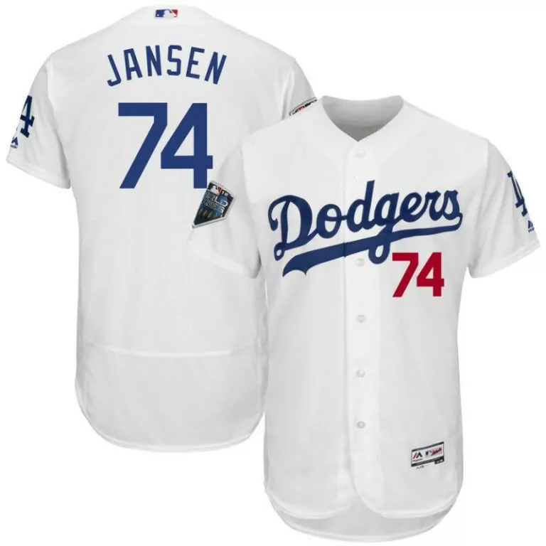 Customizable Mens los angeles dodgers 74 kenley jansen white flex base stitched jersey 5582