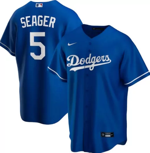 Personalized Mens los angeles dodgers blue 5 corey seager cool base stitched jersey 1191