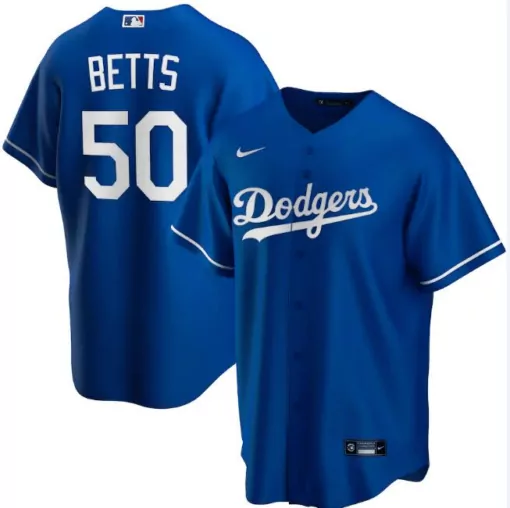 Personalized Mens los angeles dodgers blue 50 mookie betts cool base stitched jersey 3202