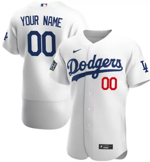 Personalized Mens los angeles dodgers white 2020 world series bound custom flex base stitched jersey 8341