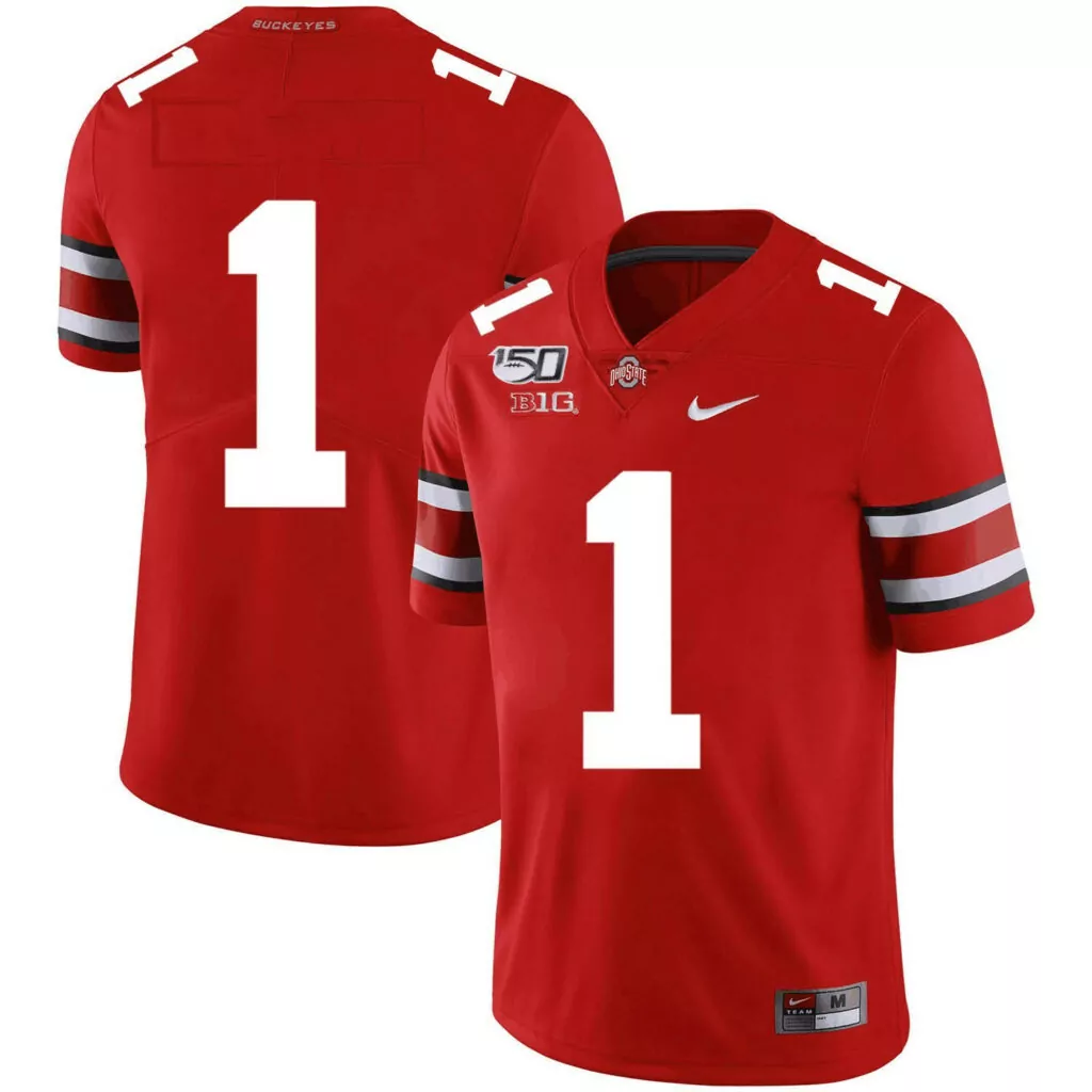 Personalized Mens ohio state buckeyes 1 2019 red 150th season college stitched jersey 5427