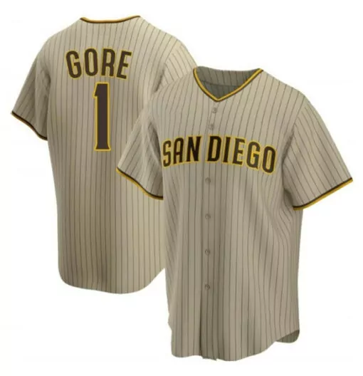 Custom Mens san diego padres 1 mackenzie gore brown cool base stitched jersey 5144